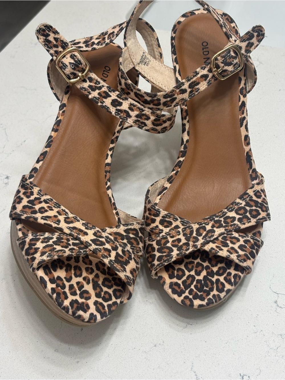 Old Navy Leopard Print Wedge Sandals - Tan/Black | Size: 9M | NWOT * - Picture 7 of 15